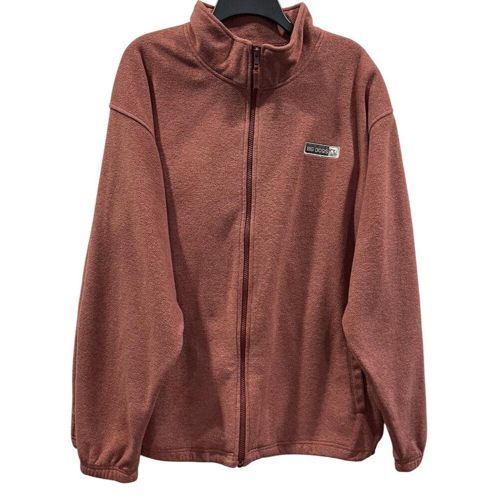 Vintage 90s Big Dogs Fleece Jacket Mens XL Polar Dogs Logo Full Zip Maroon Y2K